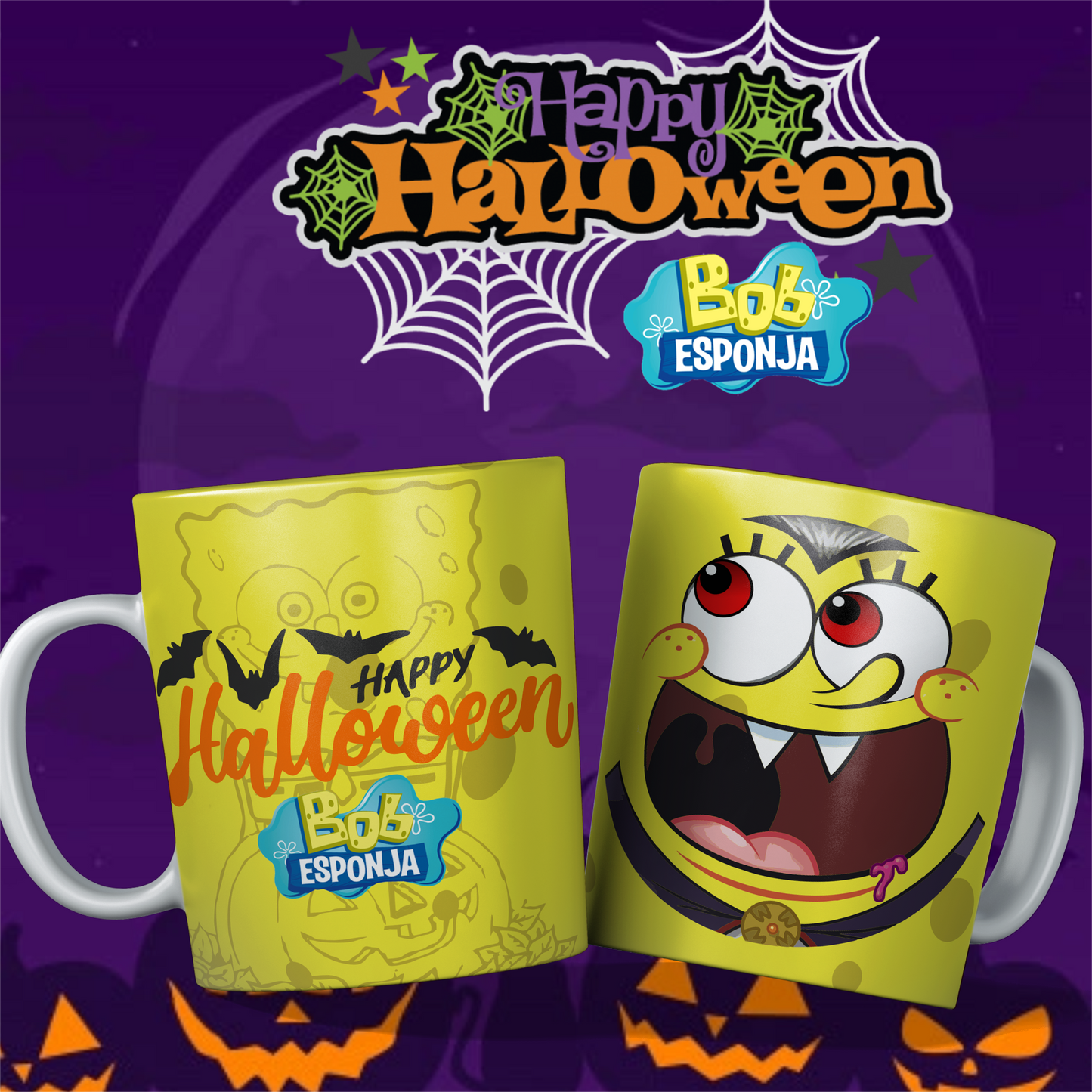 Caneca  Bob Esponja Halloween