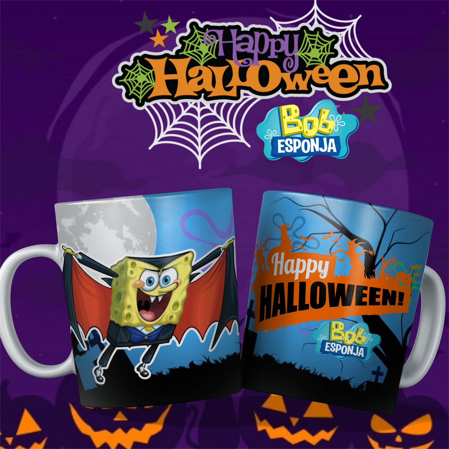 Caneca  Bob Esponja Halloween