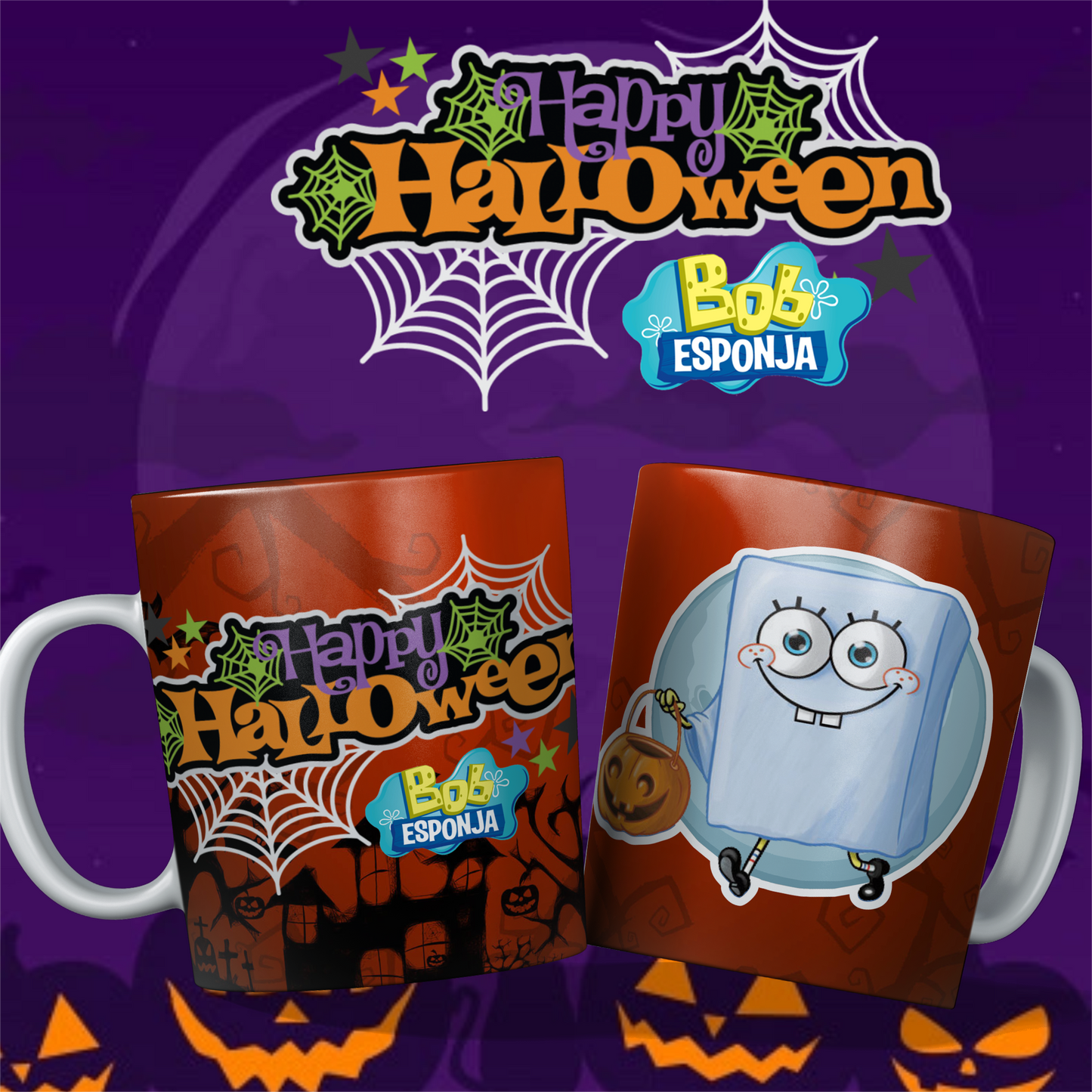 Caneca  Bob Esponja Halloween