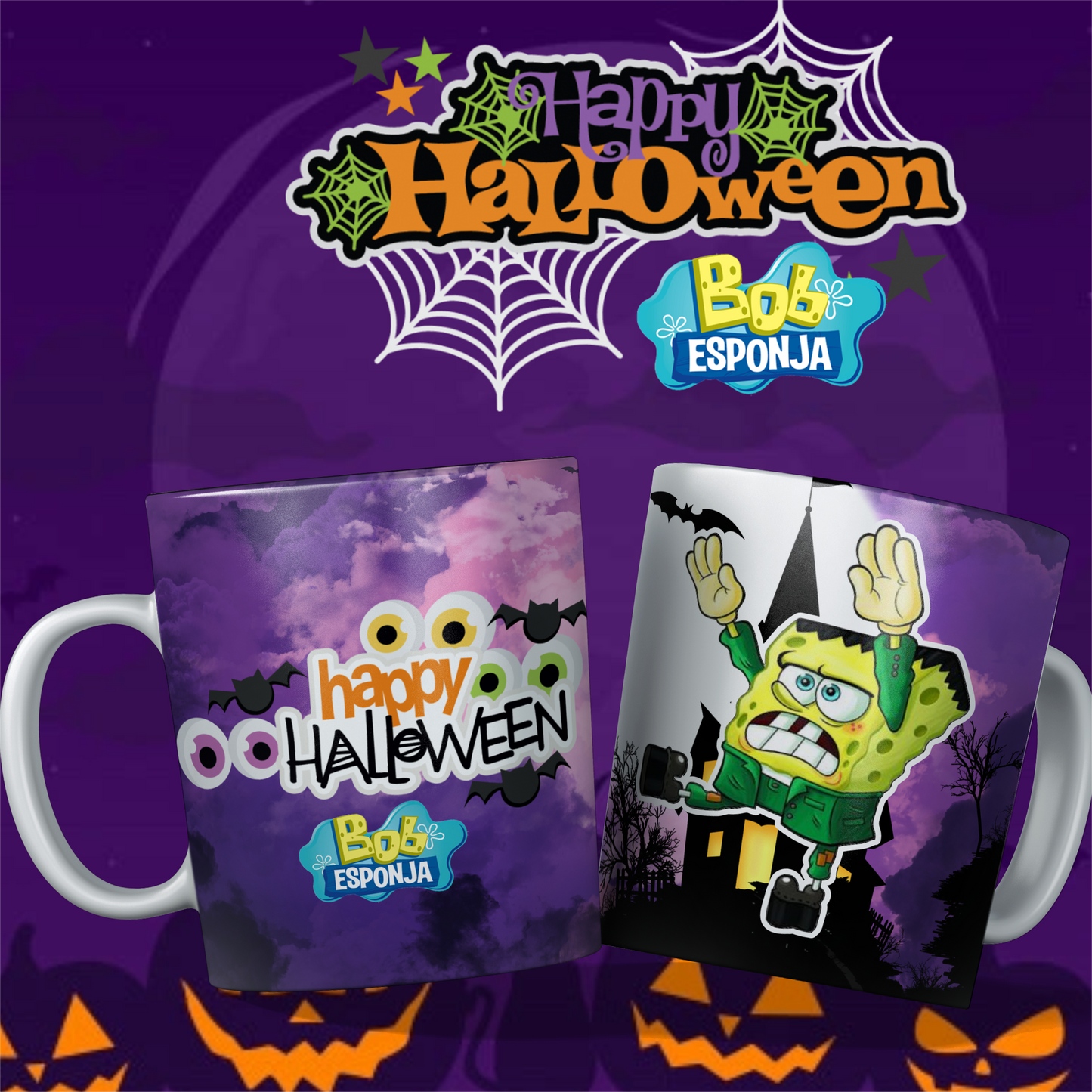 Caneca  Bob Esponja Halloween