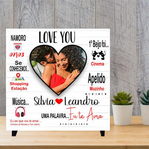 Azulejo Glitter Multicolor Sem Textura com Suporte 15x15 cm: Personalizado - Love You
