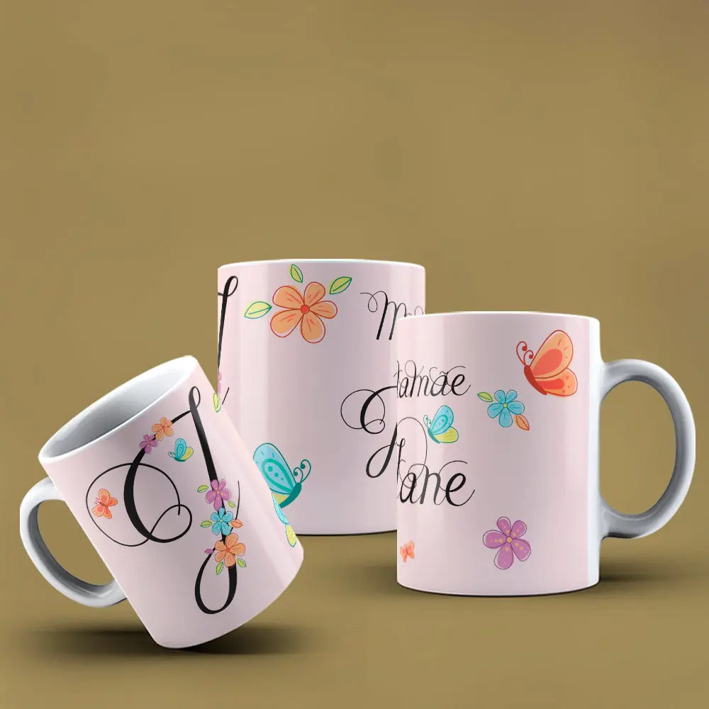 Taza con letras de búho