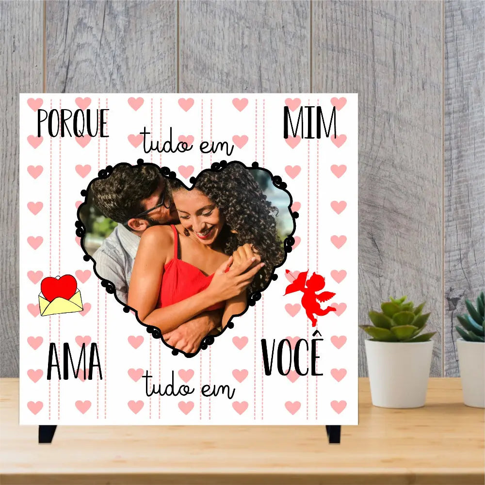 Azulejo Glitter Multicolor Sem Textura com Suporte 15x15 cm: Personalizado - Porque tudo em mim