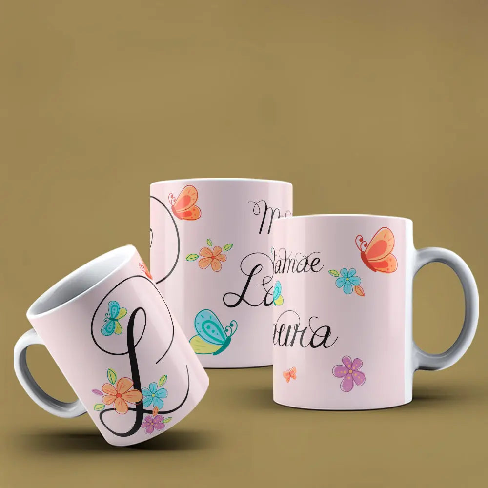 Taza con letras de búho