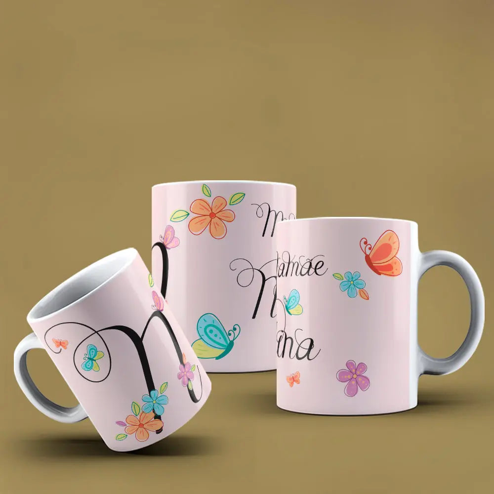 Taza con letras de búho