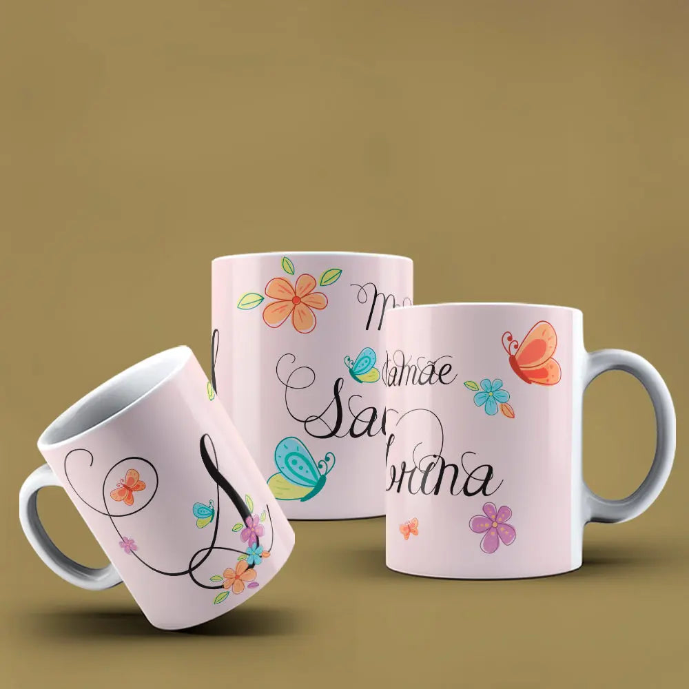 Taza con letras de búho