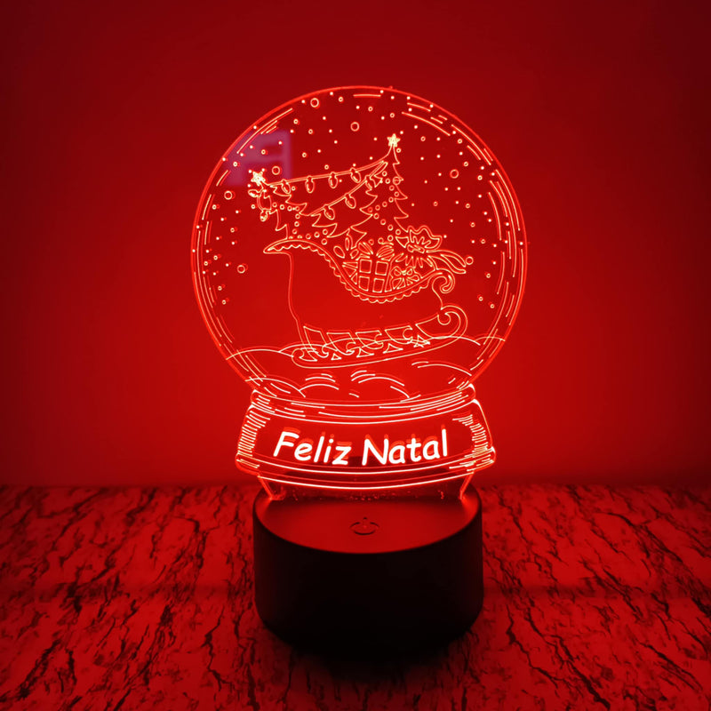 Trenó Feliz Natal LED 16cm