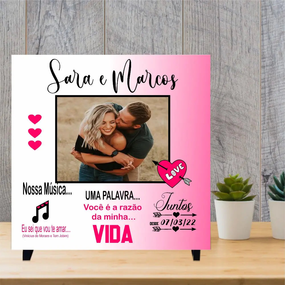 Azulejo Glitter Multicolor Sem Textura com Suporte 15x15 cm: Personalizado - Juntos