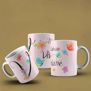 Taza con letras de búho