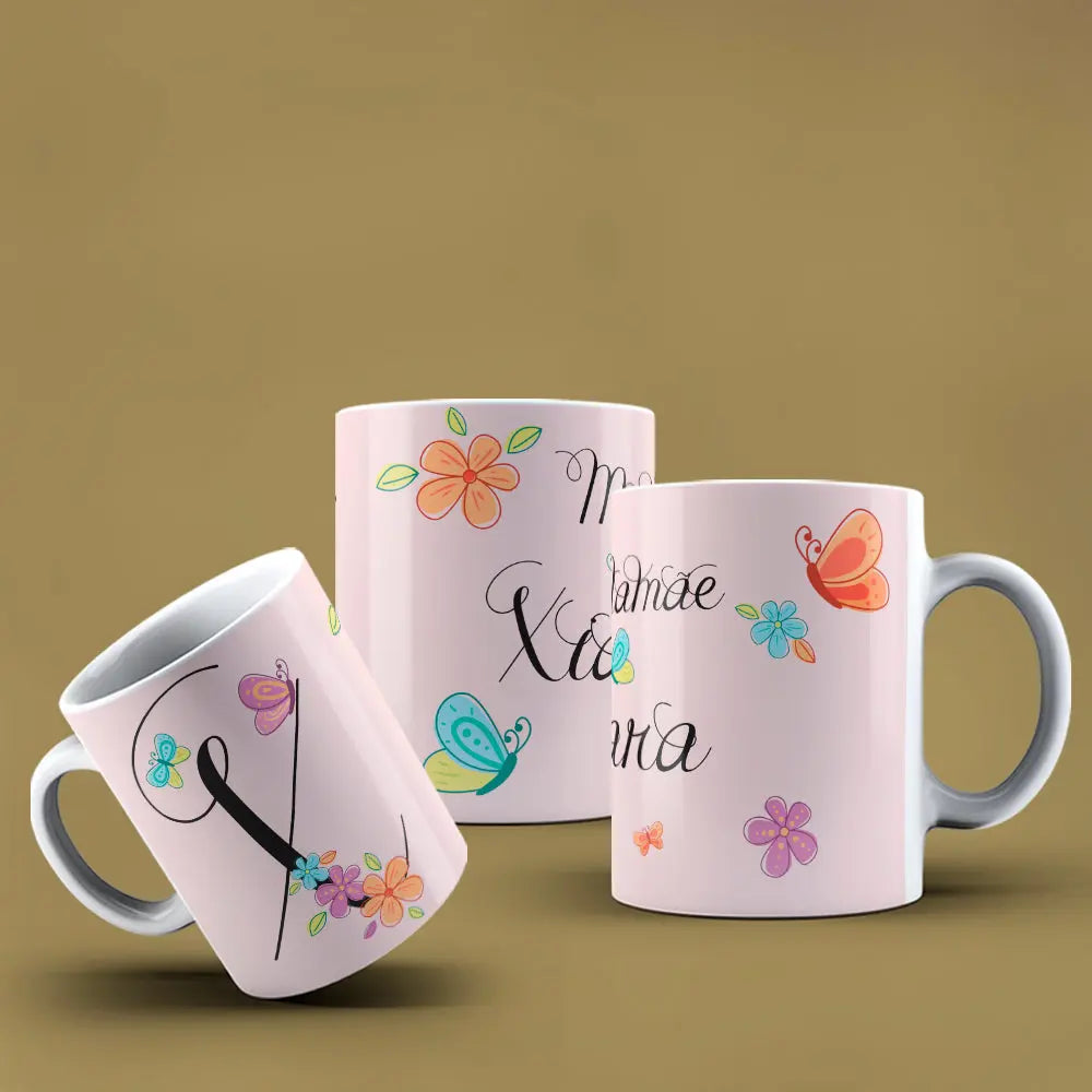 Taza con letras de búho