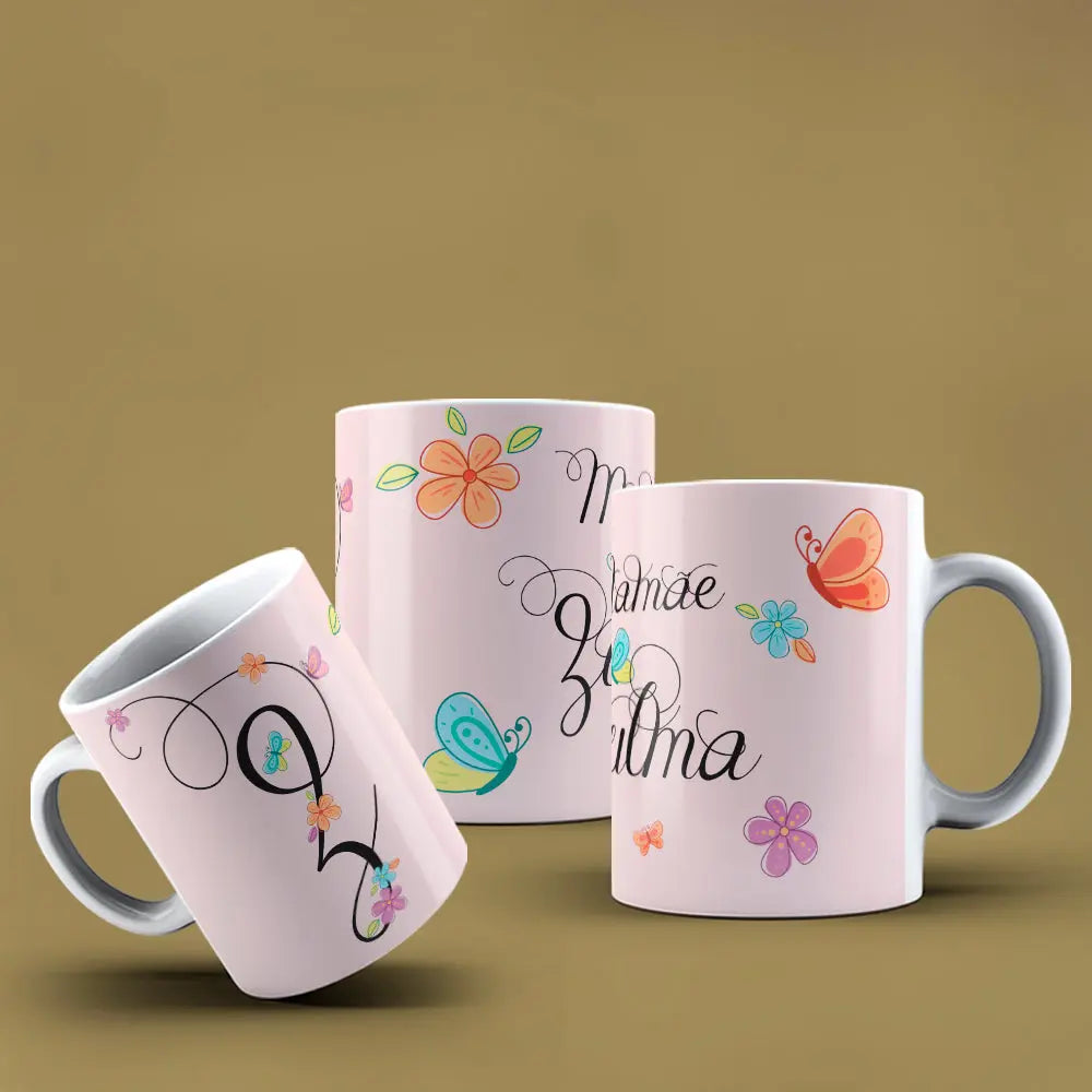 Taza con letras de búho