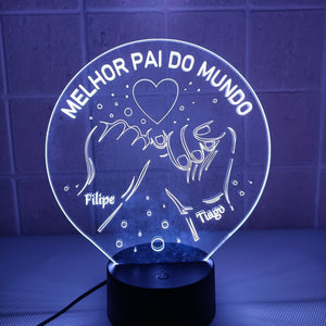 Acrílico LED de Melhor Pai do Mundo Personalizado 19cm