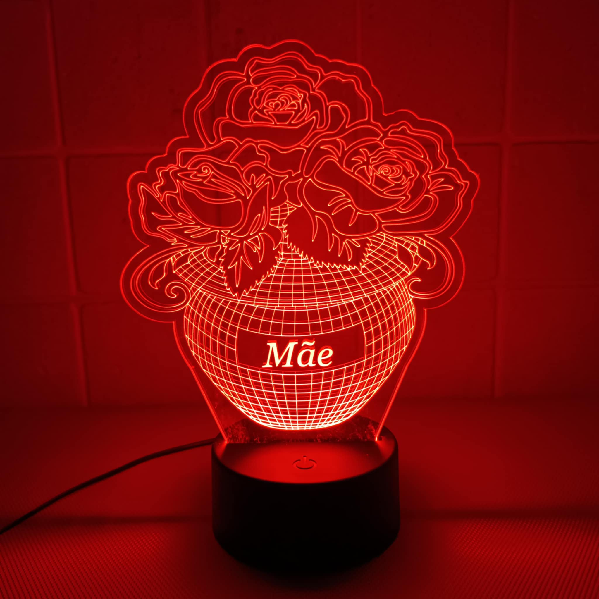 Vaso com flores Mãe LED