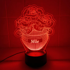 Vaso com flores Mãe LED