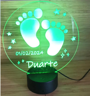 Acrílico LED de Nascimento Personalizado 19cm