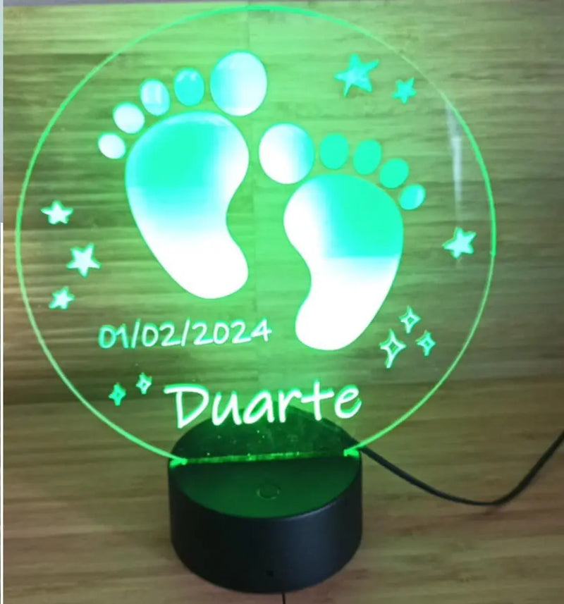 Acrílico LED de Nascimento Personalizado 19cm