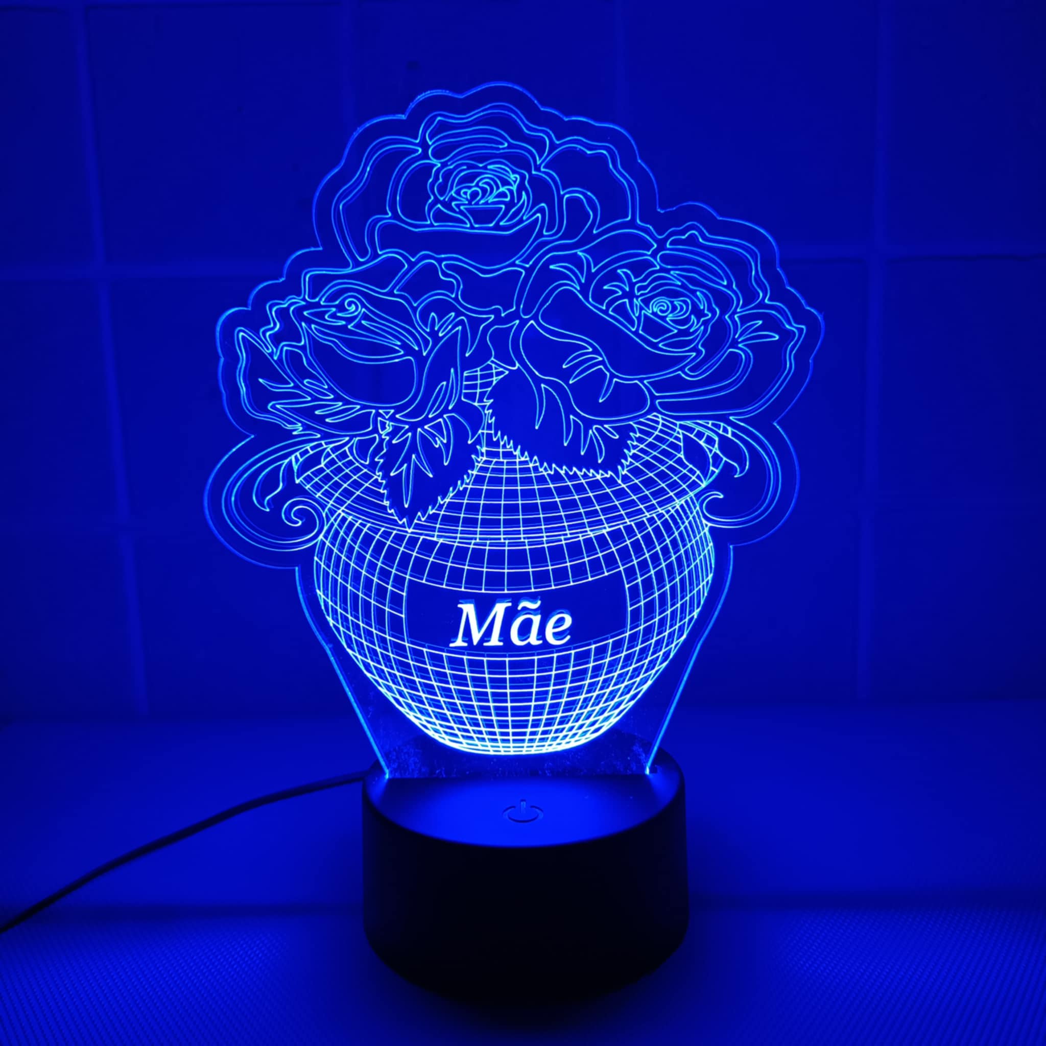 Vaso com flores Mãe LED