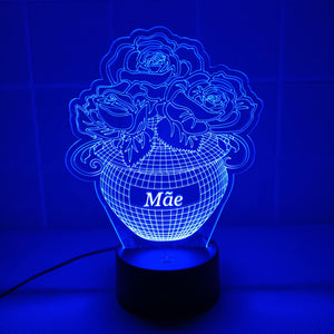 Vaso com flores Mãe LED