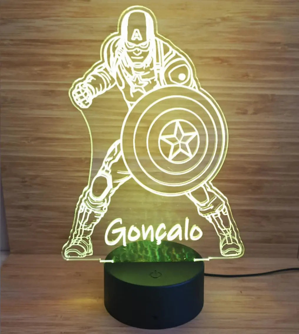 Acrílico LED Capitão América 19cm