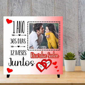 Azulejo Glitter Multicolor Sem Textura com Suporte 15x15 cm: Personalizado - Te Amo