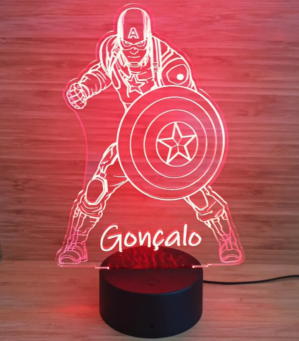 Acrílico LED Capitão América 19cm