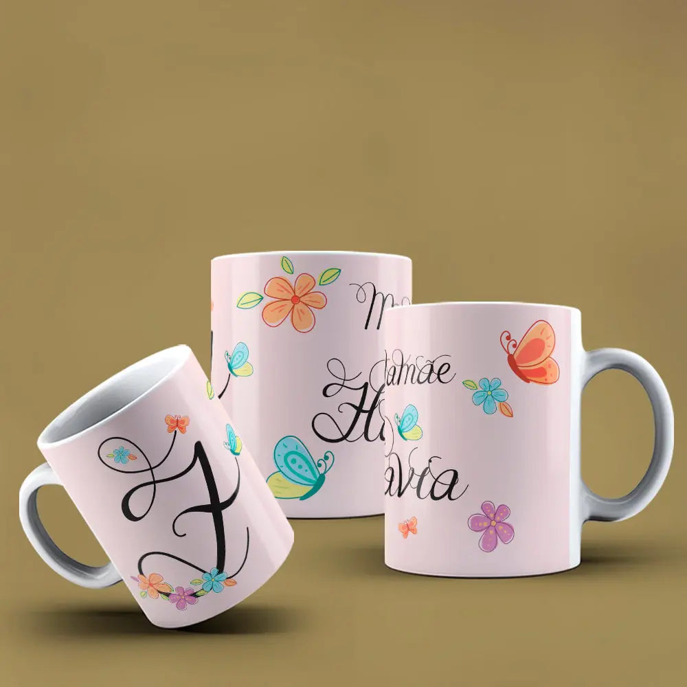 Taza con letras de búho