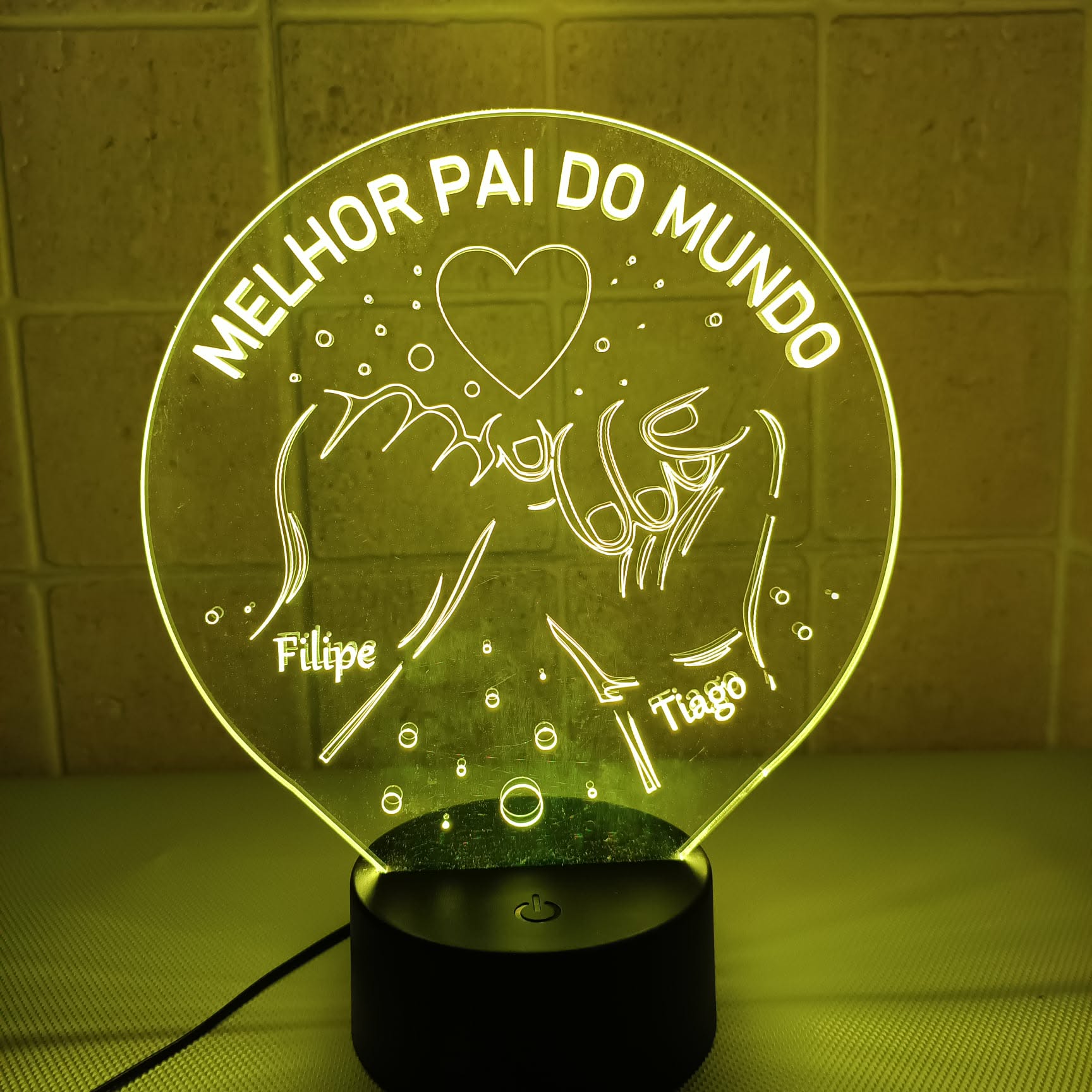 Acrílico LED de Melhor Pai do Mundo Personalizado 19cm