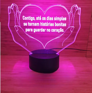 Acrílico LED “Guardar no Coração” Personalizado 19cm