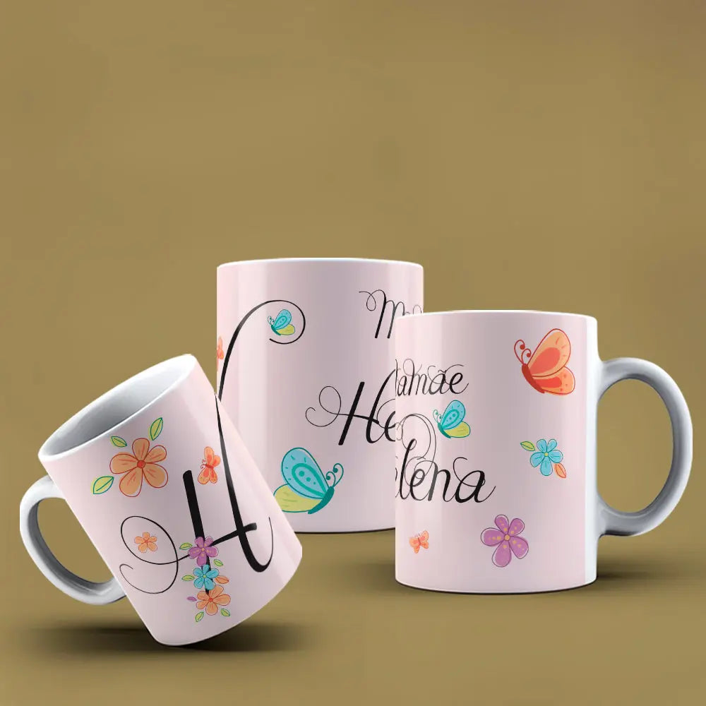 Taza con letras de búho