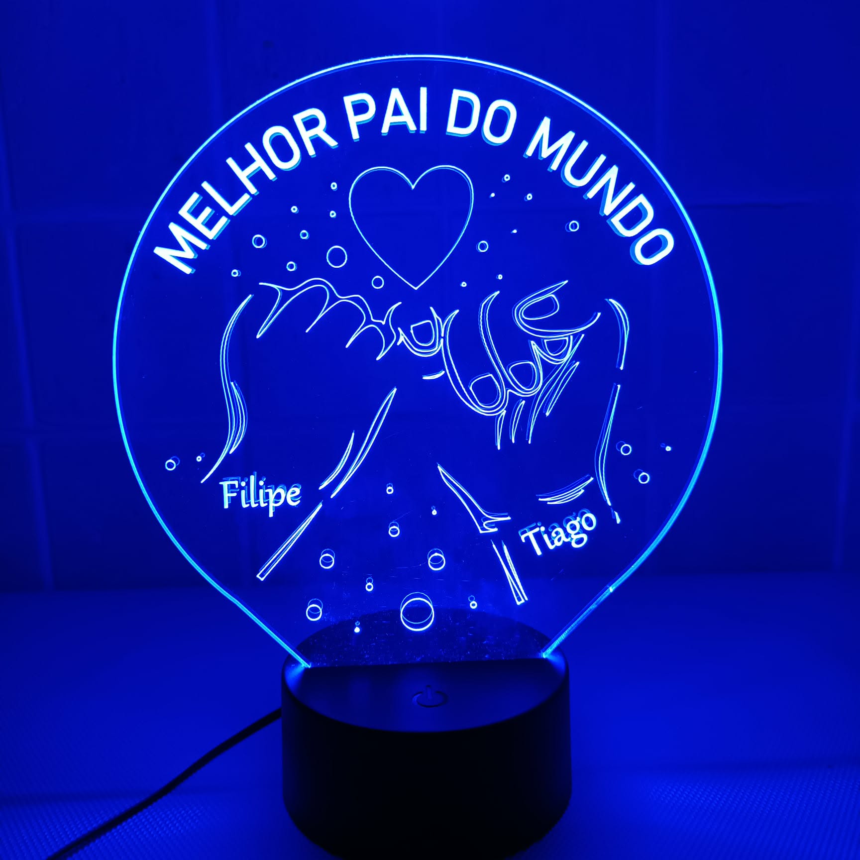 Acrílico LED de Melhor Pai do Mundo Personalizado 19cm