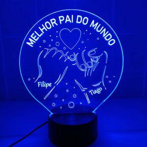 Acrílico LED de Melhor Pai do Mundo Personalizado 19cm