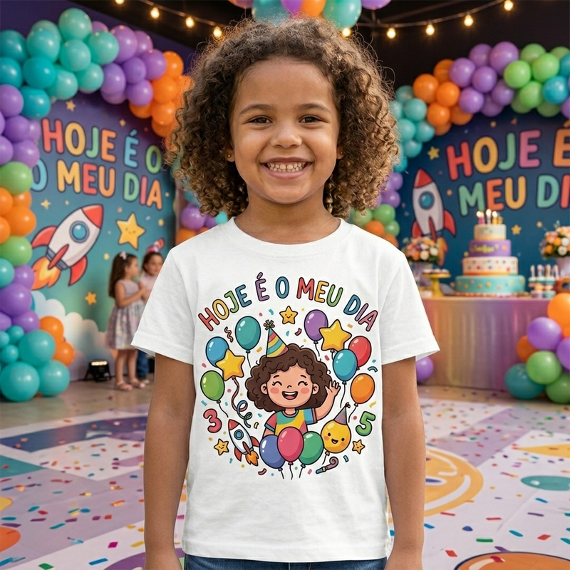 Tshirt Criança Aniversário (Hoje é o meu dia)