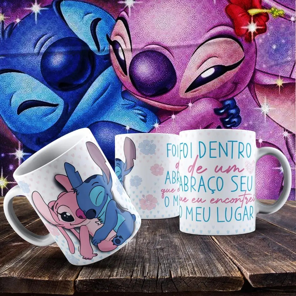 Caneca Stitch e Angel : Namorados