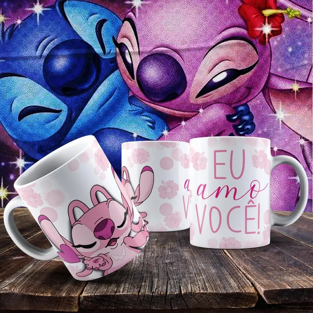 Caneca Stitch e Angel : Namorados