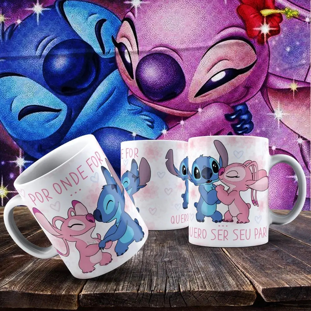 Caneca Stitch e Angel : Namorados
