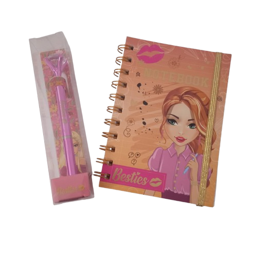 Conjunto Besties Rosa Caderno e Caneta