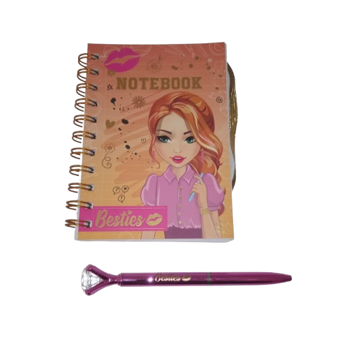 Conjunto Besties Rosa Caderno e Caneta