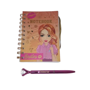 Juego de cuaderno y bolígrafo rosa Besties