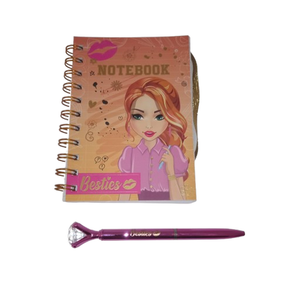 Conjunto Besties Rosa Caderno e Caneta