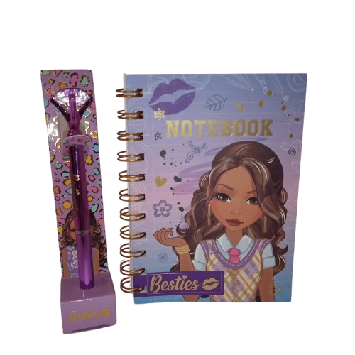 Conjunto Besties Roxo Caderno e Caneta