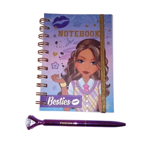 Juego de bolígrafos y cuaderno morado Besties