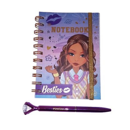 Conjunto Besties Roxo Caderno e Caneta