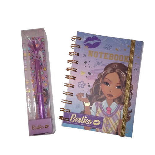 Conjunto Besties Roxo Caderno e Caneta