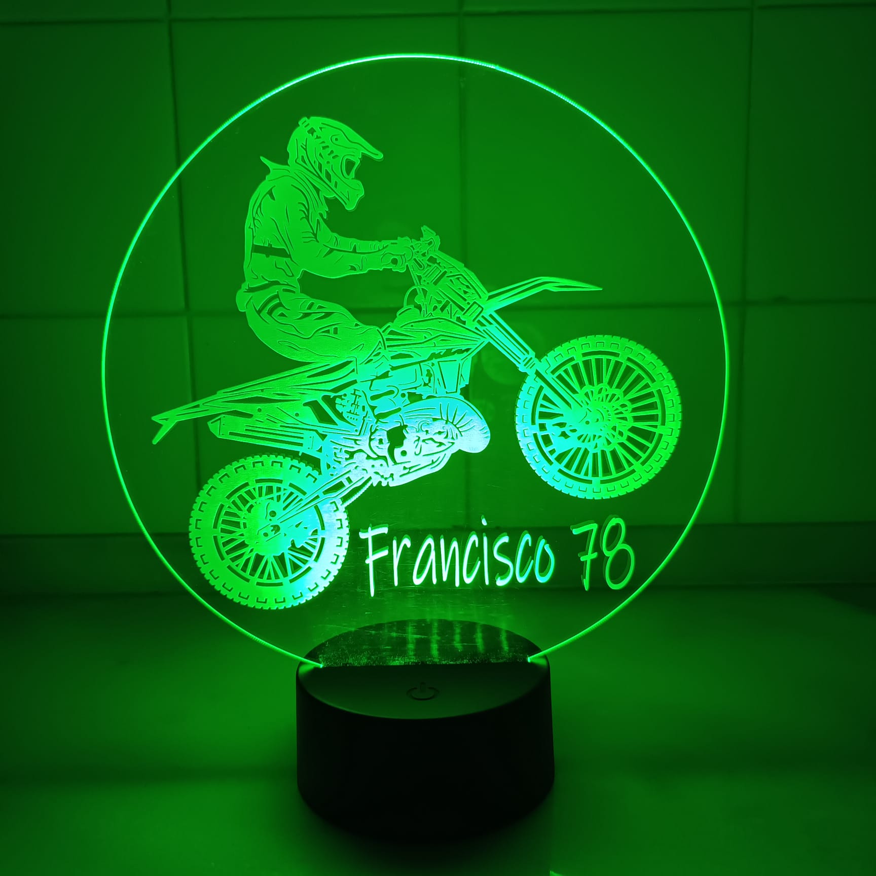 Acrílico LED Motocross Personalizado 19cm