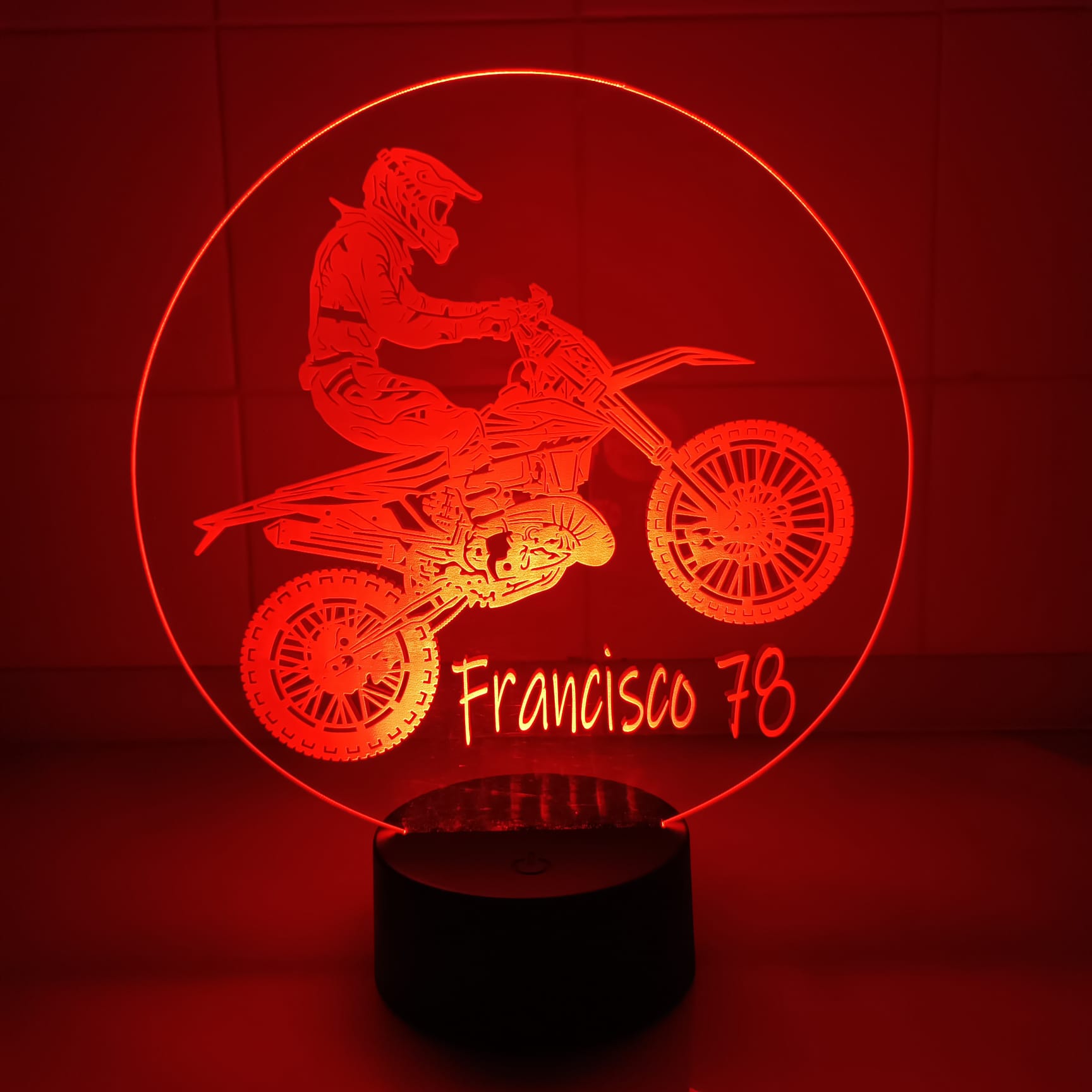 Acrílico LED Motocross Personalizado 19cm