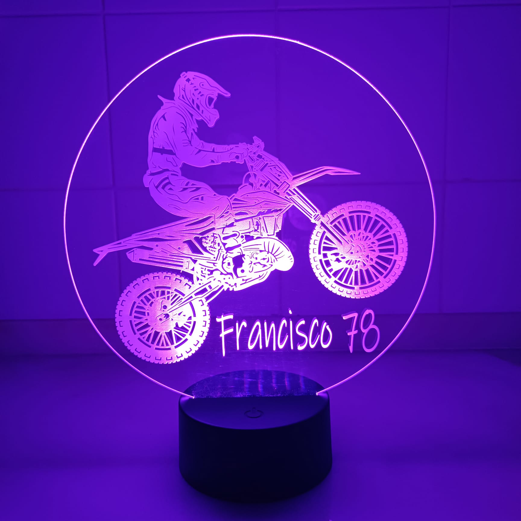 Acrílico LED Motocross Personalizado 19cm