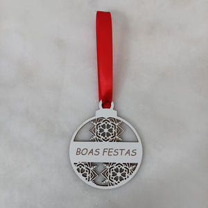 Ornamento de Natal com Nomes Personalizável:  Madeira