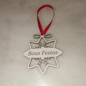 Ornamento de Natal com Nomes Personalizável:  Madeira