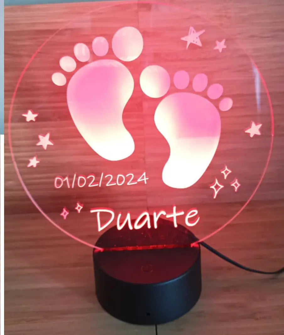 Acrílico LED de Nascimento Personalizado 19cm