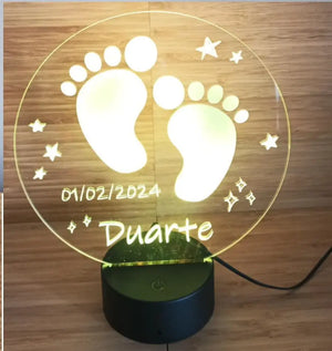Acrílico LED de Nascimento Personalizado 19cm
